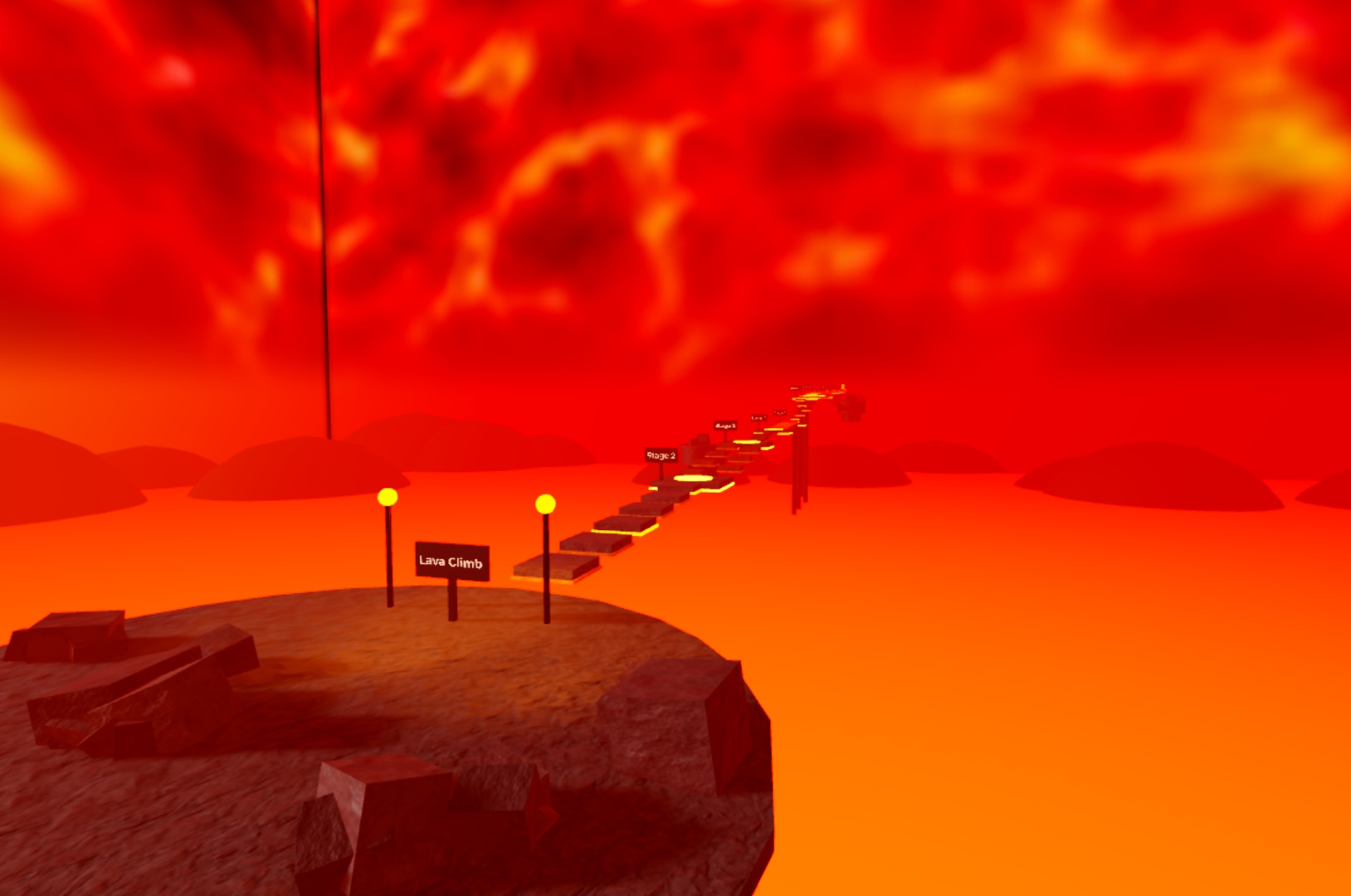 A generated lava obby course in Roblox Studio